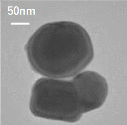 一般的な酸化チタンの電顕画像